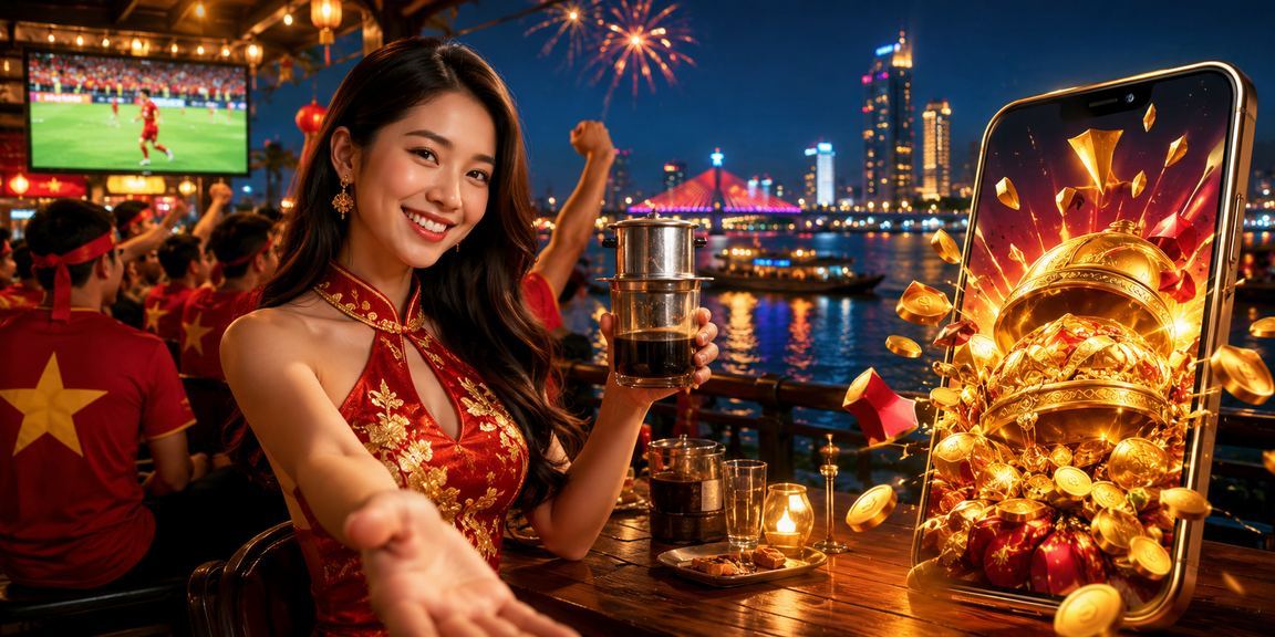 Người dùng Đà Nẵng thưởng thức cà phê và xem tỷ lệ kèo trận đấu qua điện thoại
