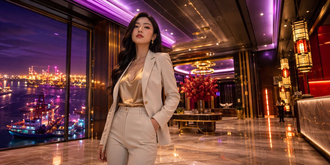 Không gian giải trí casino sôi động về đêm tại Vũng Tàu với ánh đèn neon